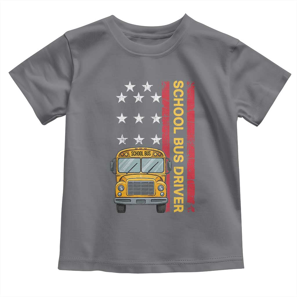 Patriotic School Bus Driver USA American Flag Toddler T Shirt