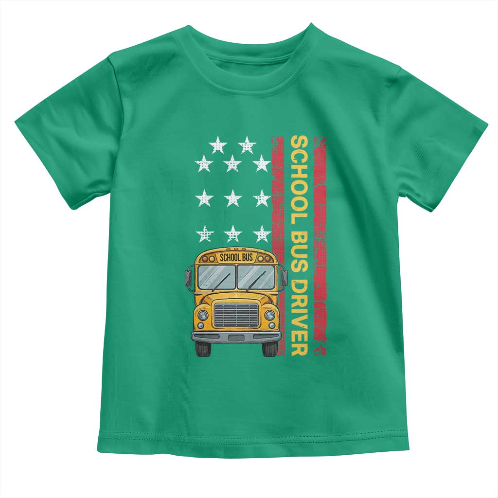 Patriotic School Bus Driver USA American Flag Toddler T Shirt
