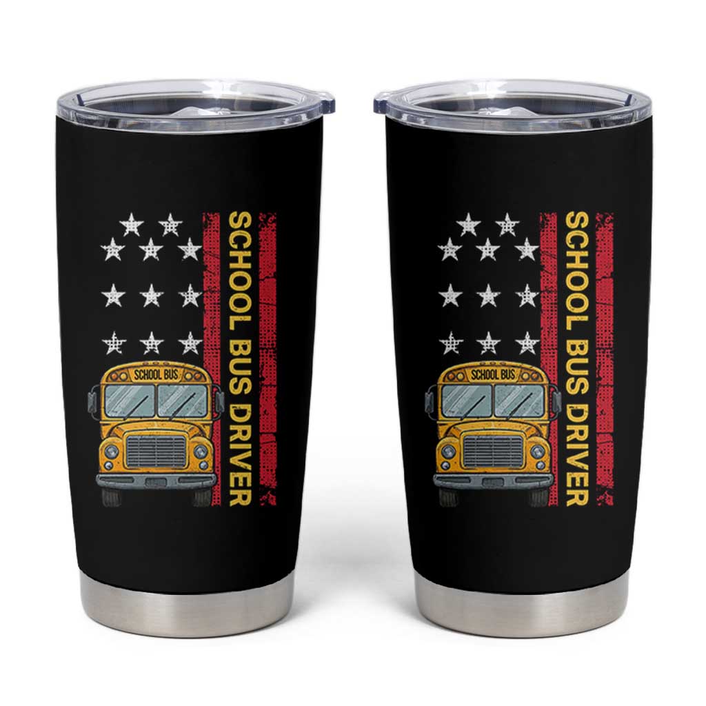 Patriotic School Bus Driver USA American Flag Tumbler Cup