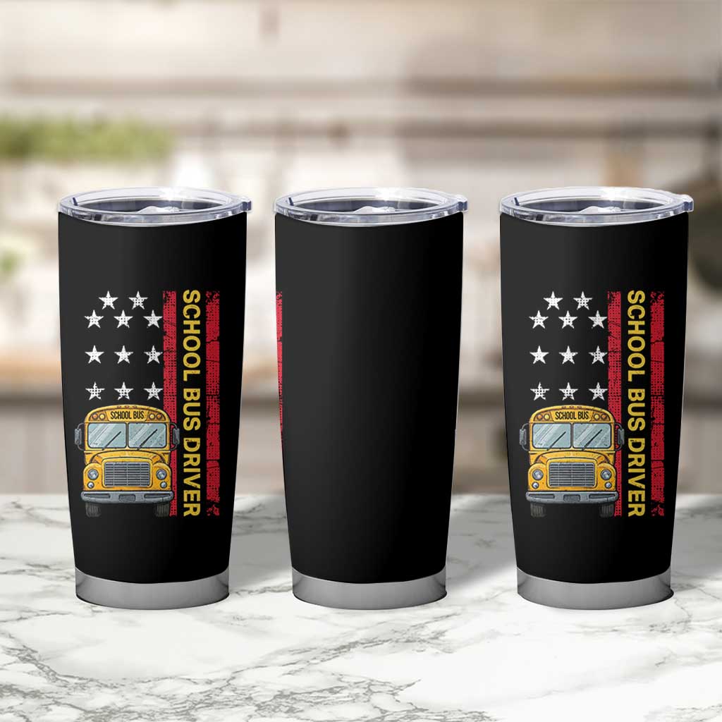 Patriotic School Bus Driver USA American Flag Tumbler Cup