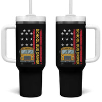 Patriotic School Bus Driver USA American Flag Tumbler With Handle
