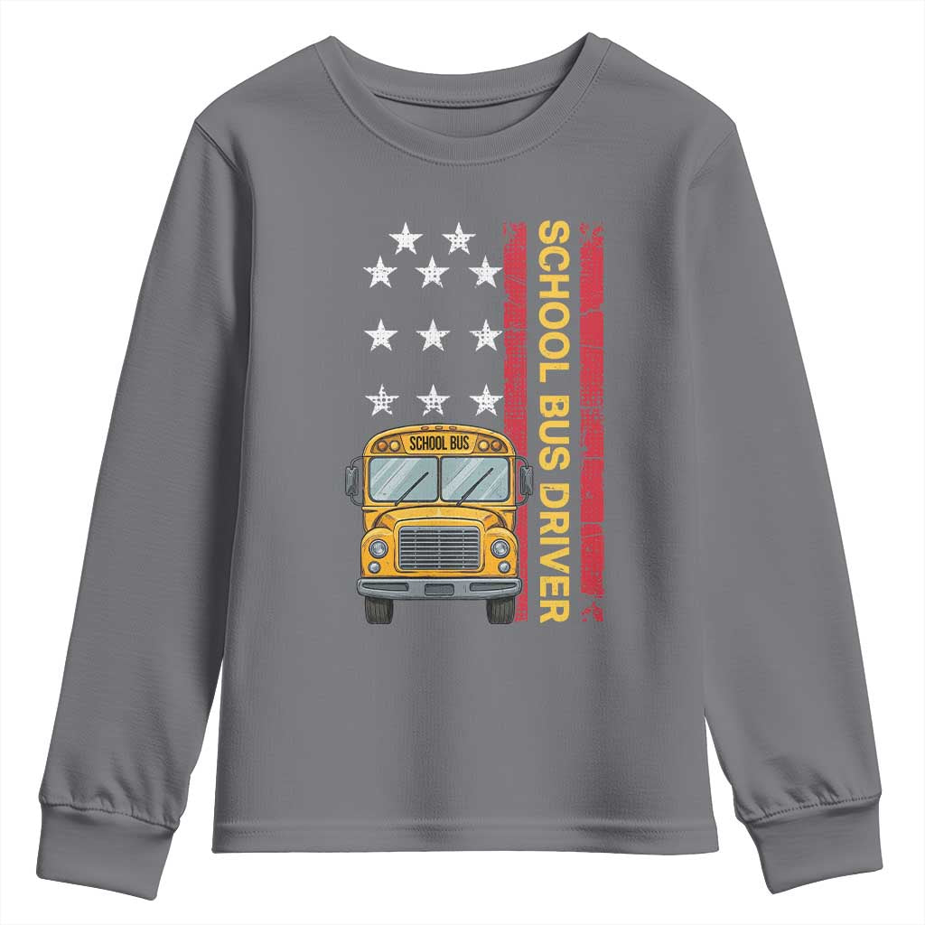 Patriotic School Bus Driver USA American Flag Youth Sweatshirt