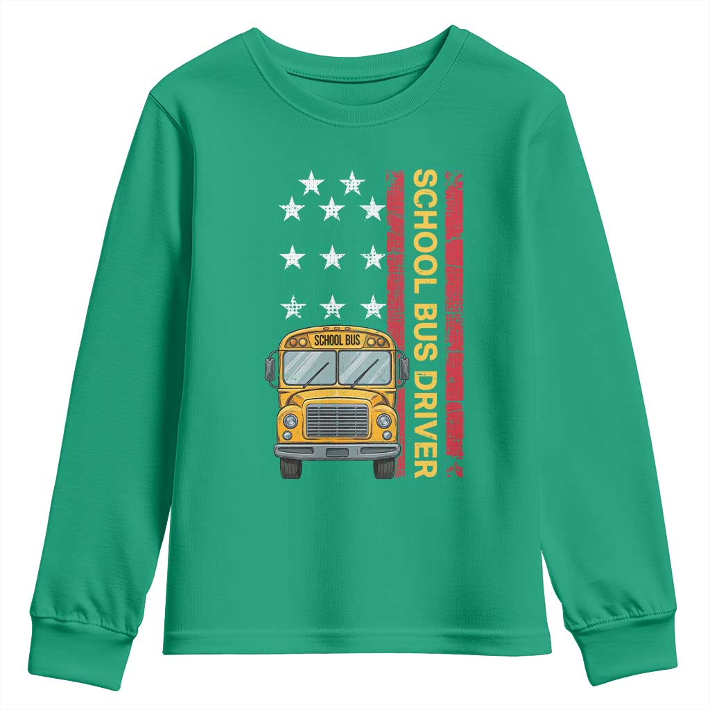 Patriotic School Bus Driver USA American Flag Youth Sweatshirt