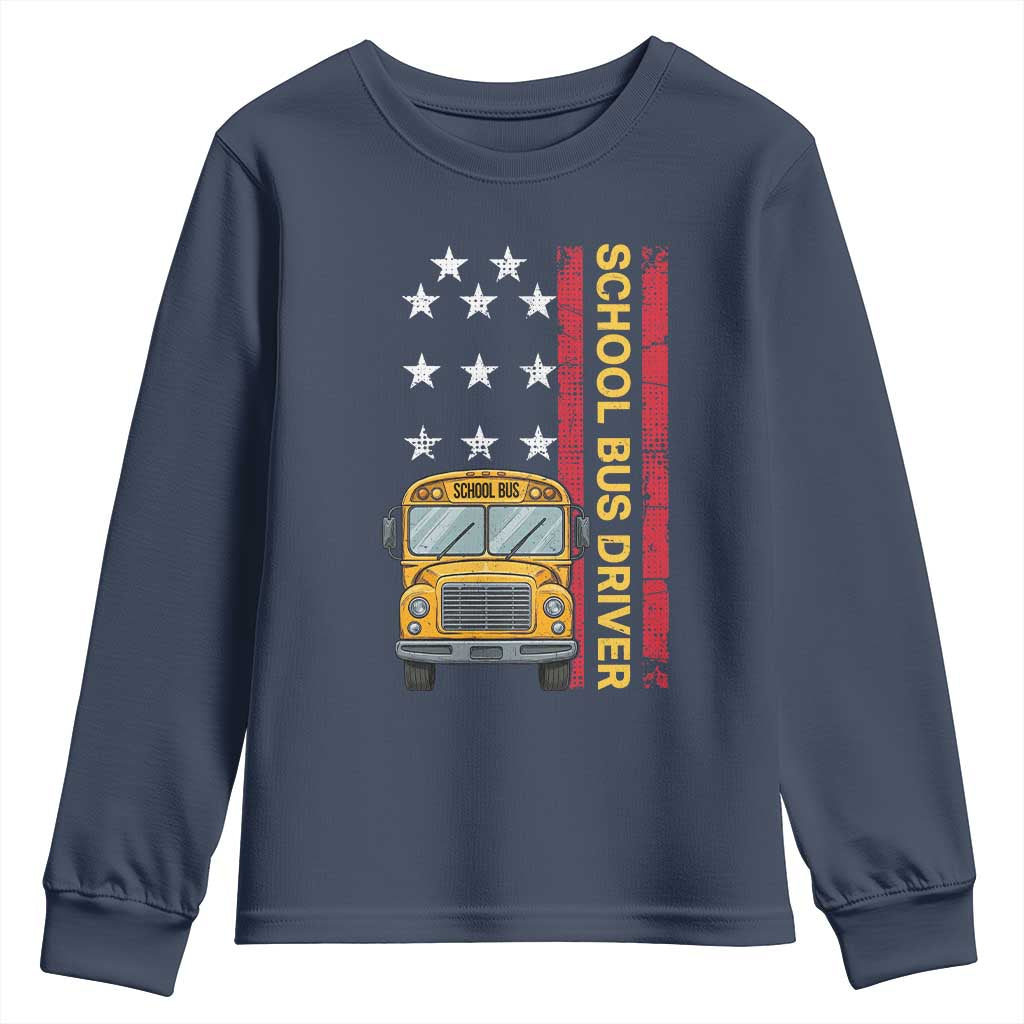 Patriotic School Bus Driver USA American Flag Youth Sweatshirt