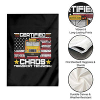 Certified Chaos Transport Technician Garden Flag Patriotic School Bus Driver USA American Flag