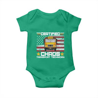 Certified Chaos Transport Technician Baby Onesie Patriotic School Bus Driver USA American Flag