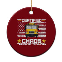 Certified Chaos Transport Technician Ceramic Ornament Patriotic School Bus Driver USA American Flag