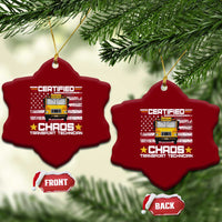 Certified Chaos Transport Technician Ceramic Ornament Patriotic School Bus Driver USA American Flag
