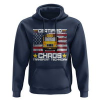 Certified Chaos Transport Technician Hoodie Patriotic School Bus Driver USA American Flag