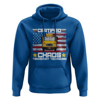 Certified Chaos Transport Technician Hoodie Patriotic School Bus Driver USA American Flag