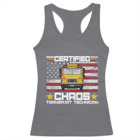 Certified Chaos Transport Technician Racerback Tank Top Patriotic School Bus Driver USA American Flag