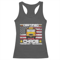 Certified Chaos Transport Technician Racerback Tank Top Patriotic School Bus Driver USA American Flag