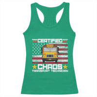 Certified Chaos Transport Technician Racerback Tank Top Patriotic School Bus Driver USA American Flag