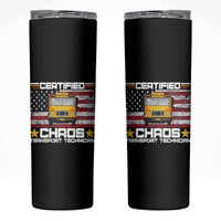 Certified Chaos Transport Technician Skinny Tumbler Patriotic School Bus Driver USA American Flag