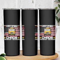 Certified Chaos Transport Technician Skinny Tumbler Patriotic School Bus Driver USA American Flag