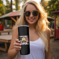 Certified Chaos Transport Technician Skinny Tumbler Patriotic School Bus Driver USA American Flag