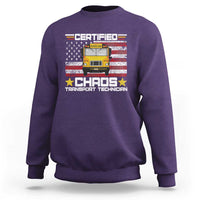 Certified Chaos Transport Technician Sweatshirt Patriotic School Bus Driver USA American Flag