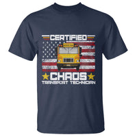 Certified Chaos Transport Technician T Shirt Patriotic School Bus Driver USA American Flag