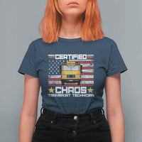 Certified Chaos Transport Technician T Shirt For Women Patriotic School Bus Driver USA American Flag