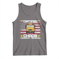 Certified Chaos Transport Technician Tank Top Patriotic School Bus Driver USA American Flag
