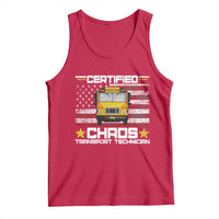 Certified Chaos Transport Technician Tank Top Patriotic School Bus Driver USA American Flag