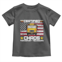 Certified Chaos Transport Technician Toddler T Shirt Patriotic School Bus Driver USA American Flag