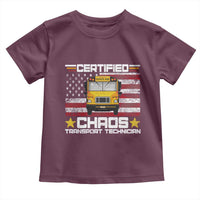 Certified Chaos Transport Technician Toddler T Shirt Patriotic School Bus Driver USA American Flag