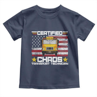 Certified Chaos Transport Technician Toddler T Shirt Patriotic School Bus Driver USA American Flag