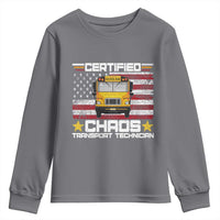 Certified Chaos Transport Technician Youth Sweatshirt Patriotic School Bus Driver USA American Flag