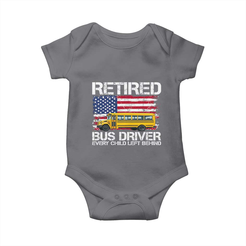 Retired School Bus Driver Baby Onesie Patriotic USA American Flag