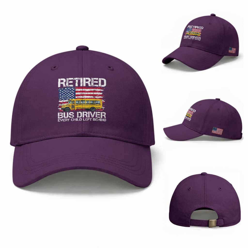 Retired School Bus Driver Baseball Cap Patriotic USA American Flag