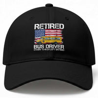 Retired School Bus Driver Baseball Cap Patriotic USA American Flag
