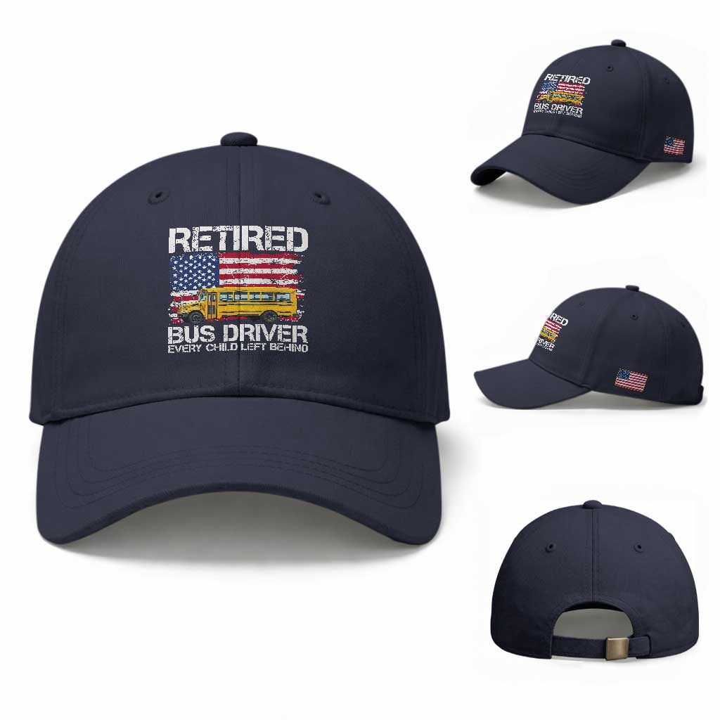 Retired School Bus Driver Baseball Cap Patriotic USA American Flag