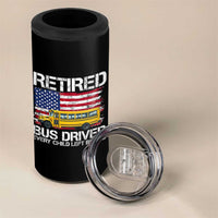 Retired School Bus Driver 4 in 1 Can Cooler Tumbler Patriotic USA American Flag