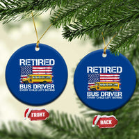 Retired School Bus Driver Ceramic Ornament Patriotic USA American Flag