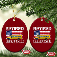 Retired School Bus Driver Ceramic Ornament Patriotic USA American Flag