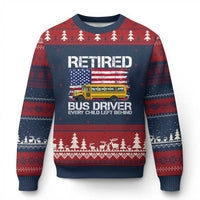 Retired School Bus Driver Ugly Christmas Sweater Patriotic USA American Flag