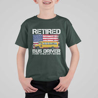 Retired School Bus Driver T Shirt For Kid Patriotic USA American Flag
