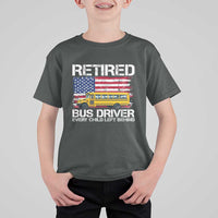 Retired School Bus Driver T Shirt For Kid Patriotic USA American Flag