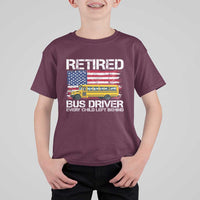 Retired School Bus Driver T Shirt For Kid Patriotic USA American Flag