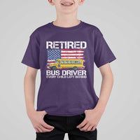 Retired School Bus Driver T Shirt For Kid Patriotic USA American Flag