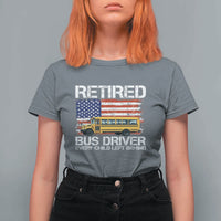 Retired School Bus Driver T Shirt For Women Patriotic USA American Flag