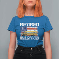 Retired School Bus Driver T Shirt For Women Patriotic USA American Flag