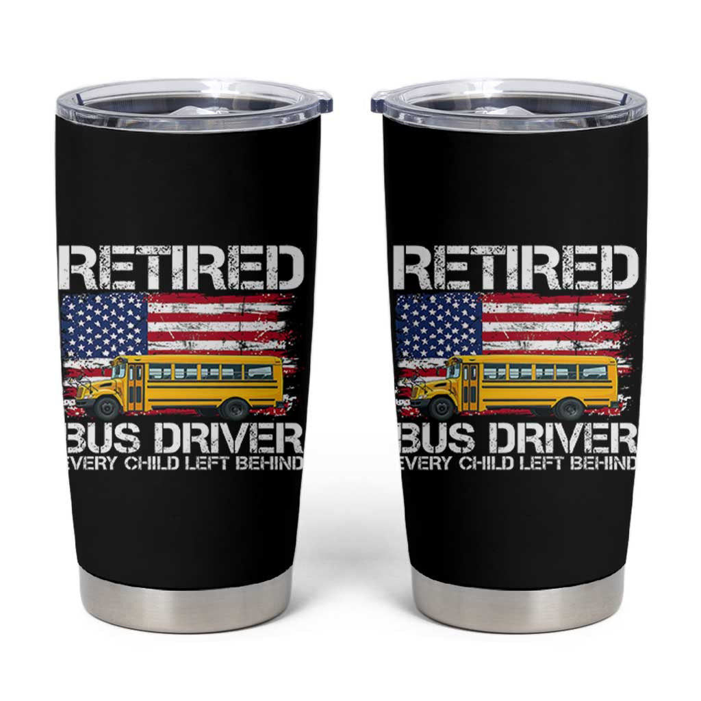 Retired School Bus Driver Tumbler Cup Patriotic USA American Flag