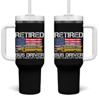 Retired School Bus Driver Tumbler With Handle Patriotic USA American Flag