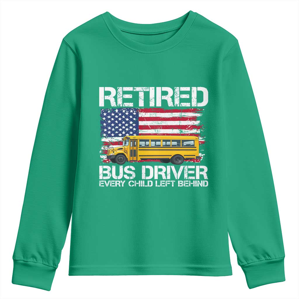 Retired School Bus Driver Youth Sweatshirt Patriotic USA American Flag