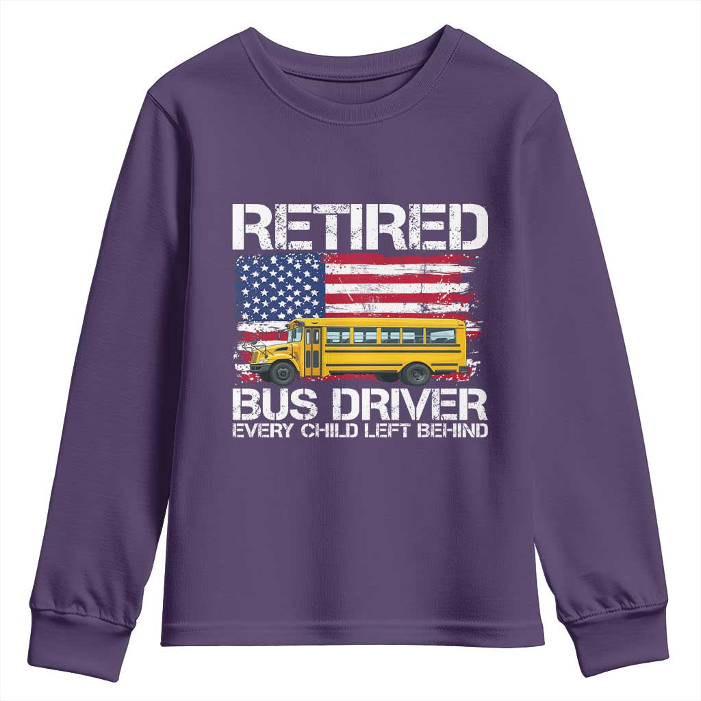 Retired School Bus Driver Youth Sweatshirt Patriotic USA American Flag