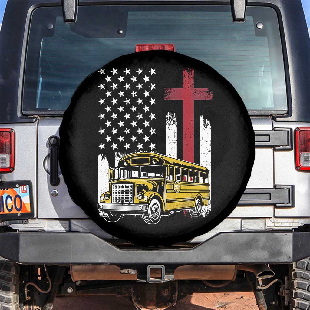 Bus Driver Patriotic Christian USA Flag Spare Tire Cover School Bus Driver
