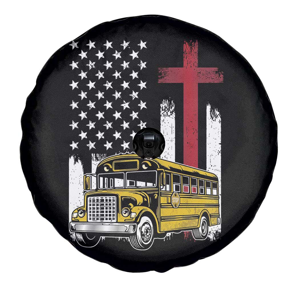 Bus Driver Patriotic Christian USA Flag Spare Tire Cover School Bus Driver