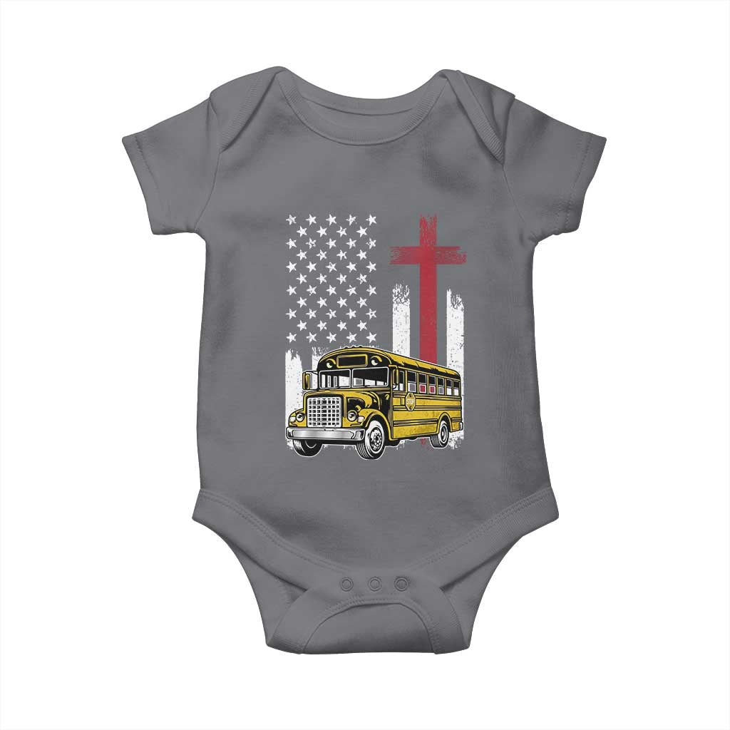 Bus Driver Patriotic Christian USA Flag Baby Onesie School Bus Driver